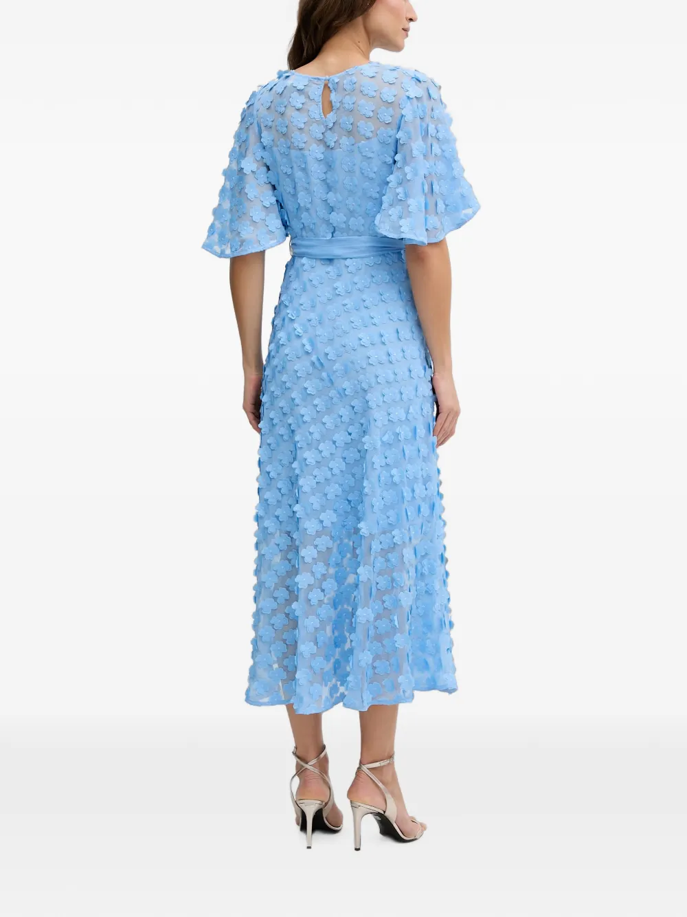 Joseph Ribkoff Midi-jurk met bloemenpatch en ceintuur Blauw