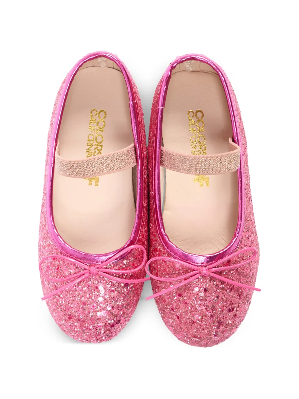 Colors Of California Ballerina's met glitters en strik Roze