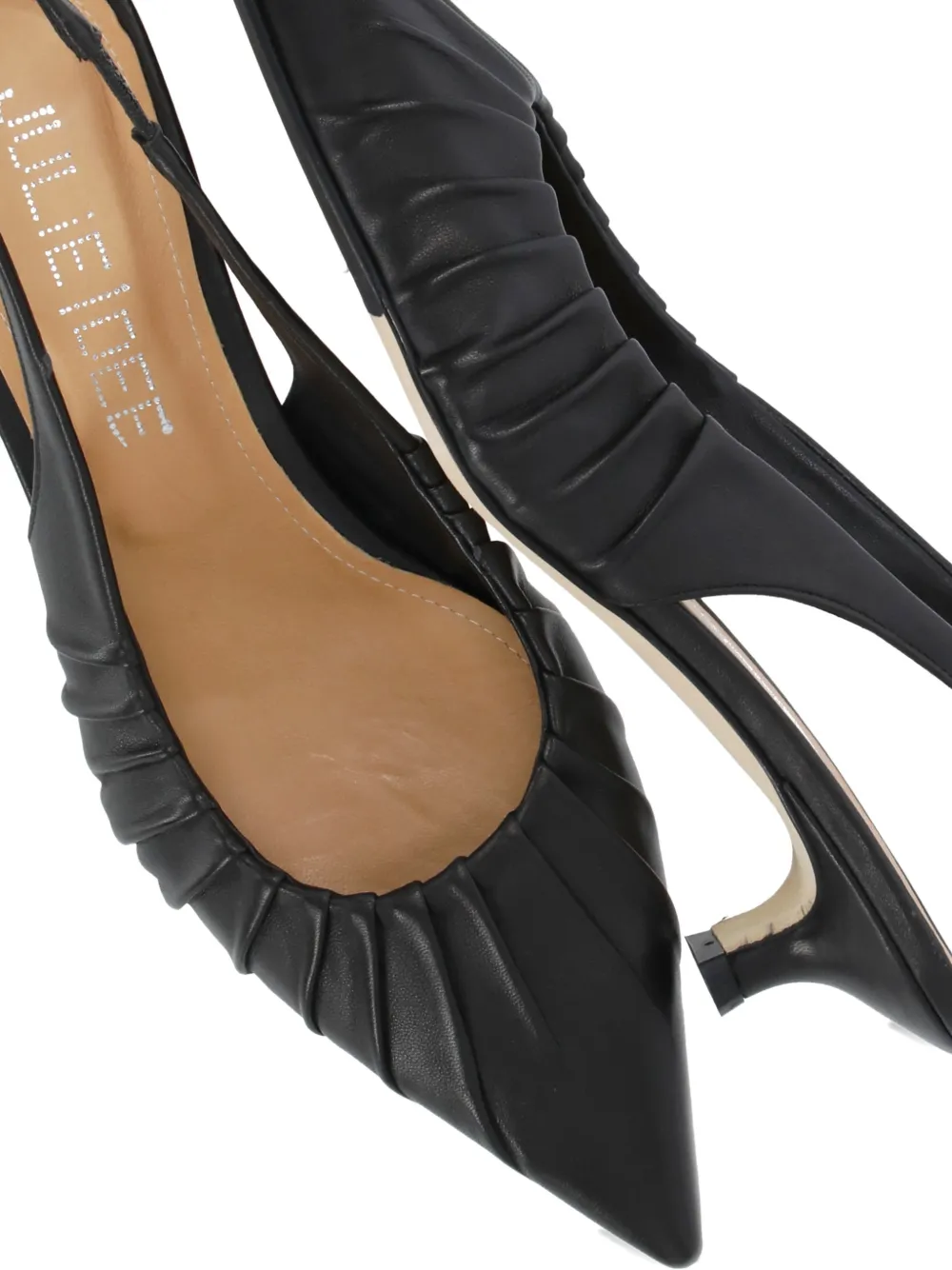 Julie Dee ruched slingback pumps Zwart