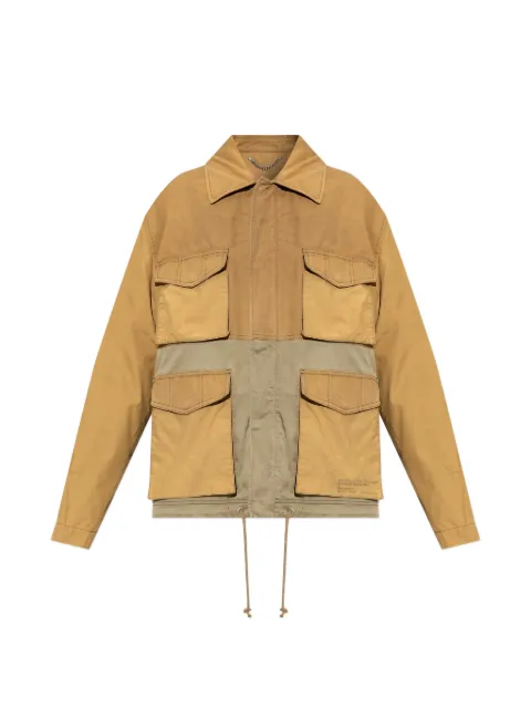 Golden Goose safari jacket in beige and military-green cotton with maxi pockets