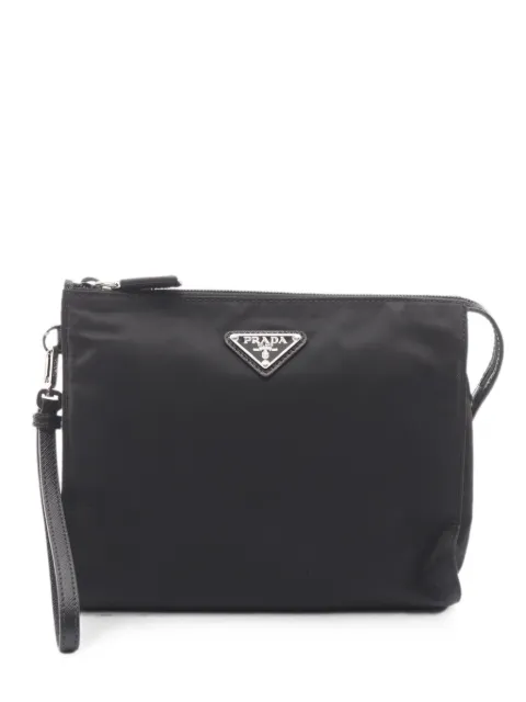 Prada Pre-Owned 2020s Necessaire leather-trim clutch bag