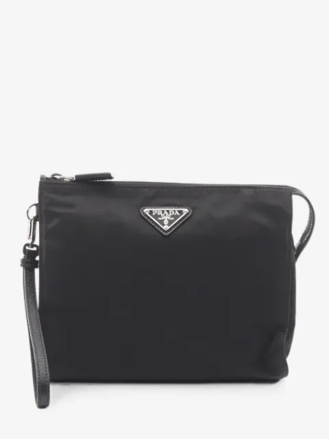 Prada Pre-Owned 2020s Necessaire Clutch mit Lederbesatz