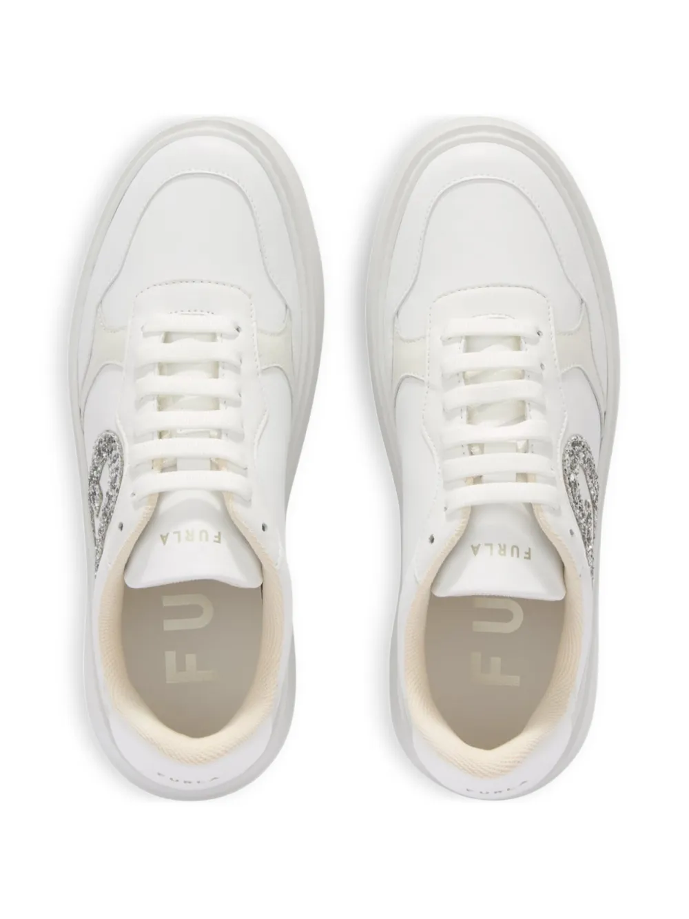 Furla logo-glitter sneakers Wit