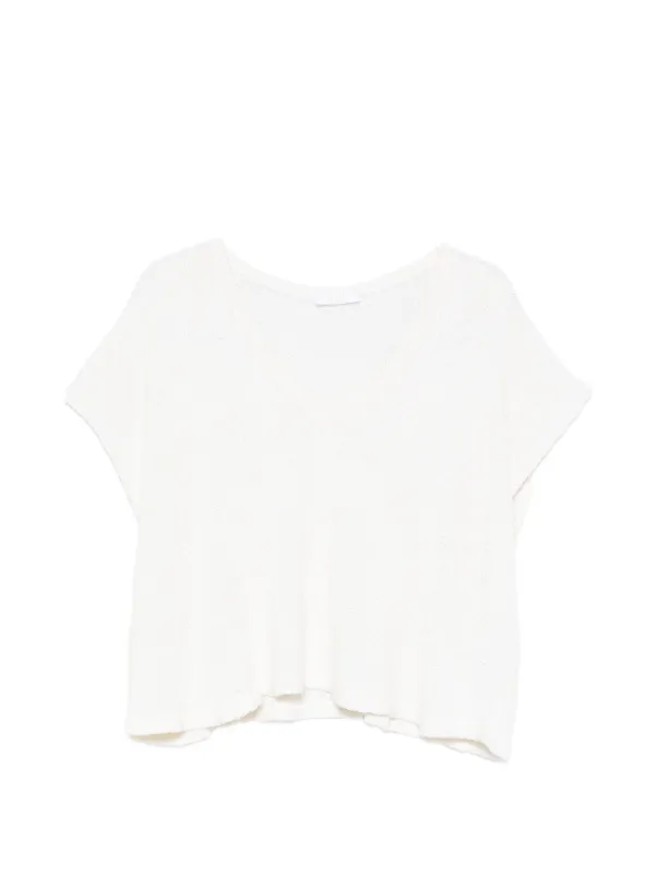 Fedeli V-neck Short-sleeve Sweater in Neutrals