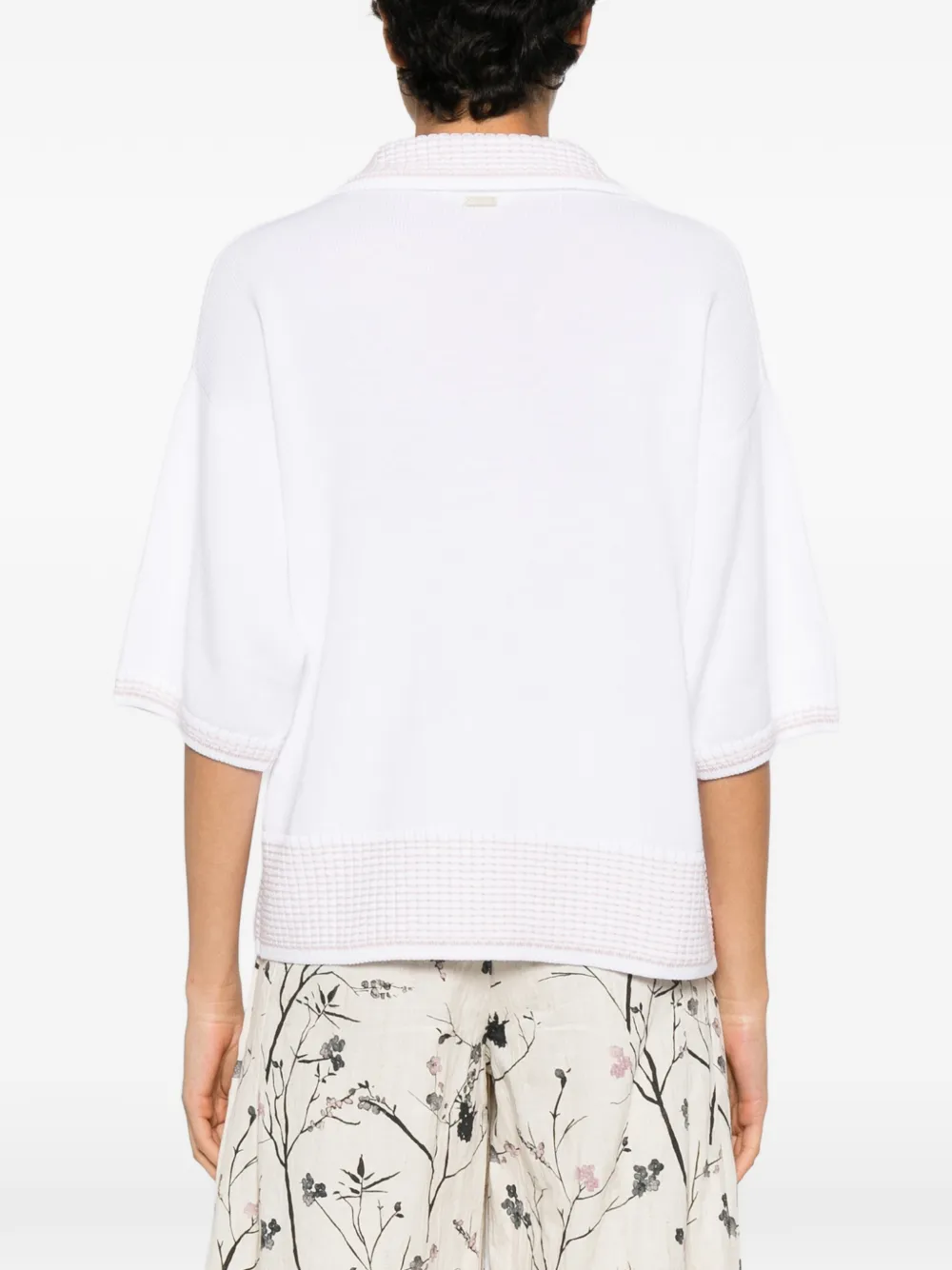 Fedeli Gingham-check-trim Sweater in White, view 4