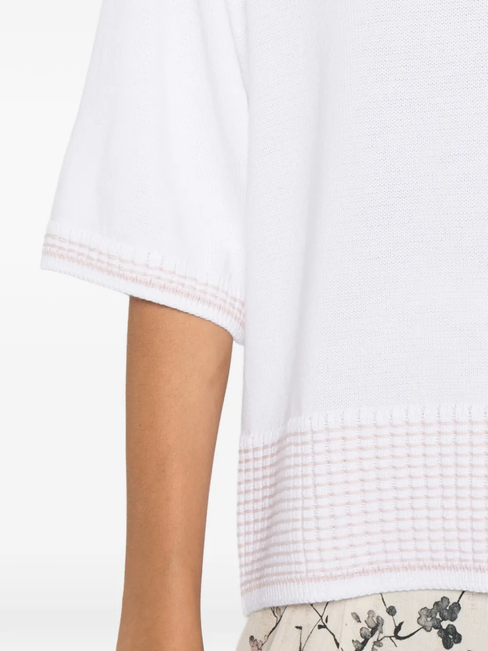 Fedeli Gingham-check-trim Sweater in White, view 5