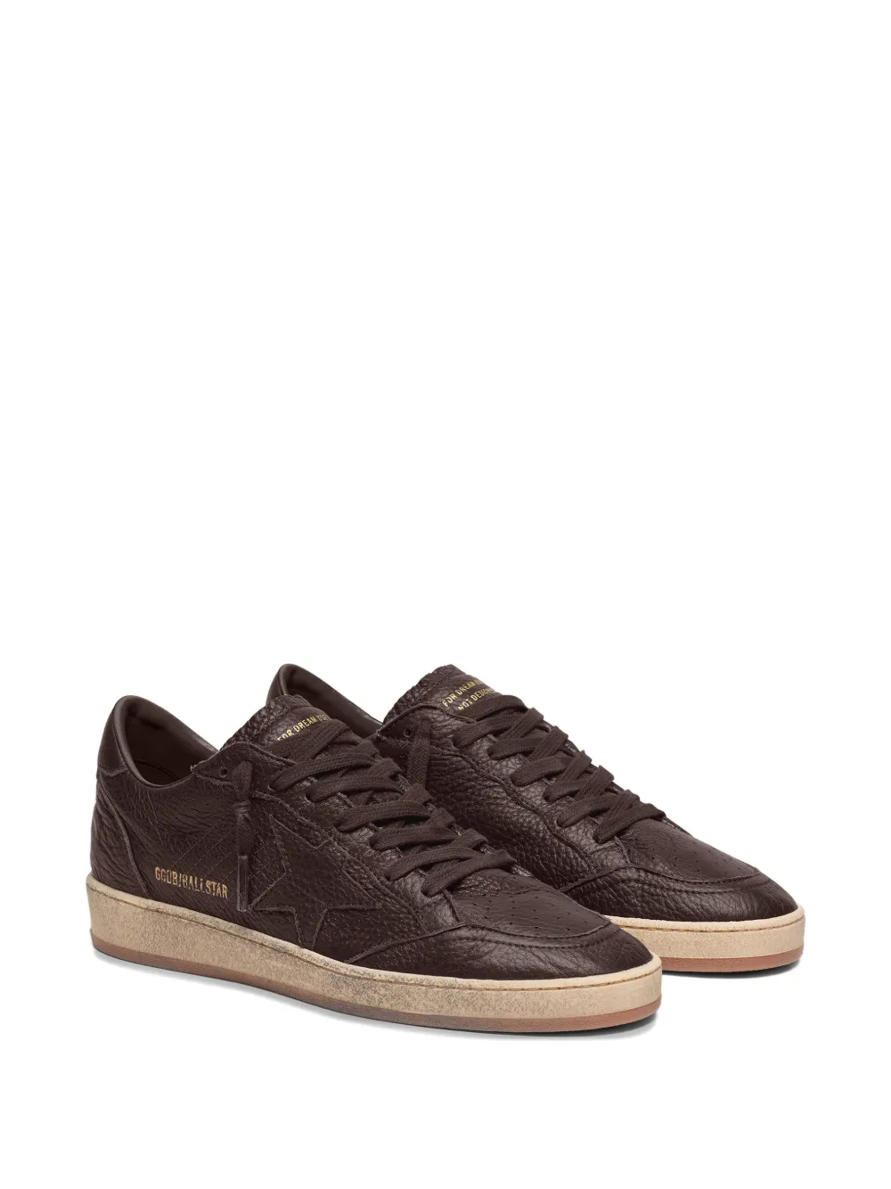 Golden Goose Ballstar leather upper star toe spur and heel sneakers - Marrone