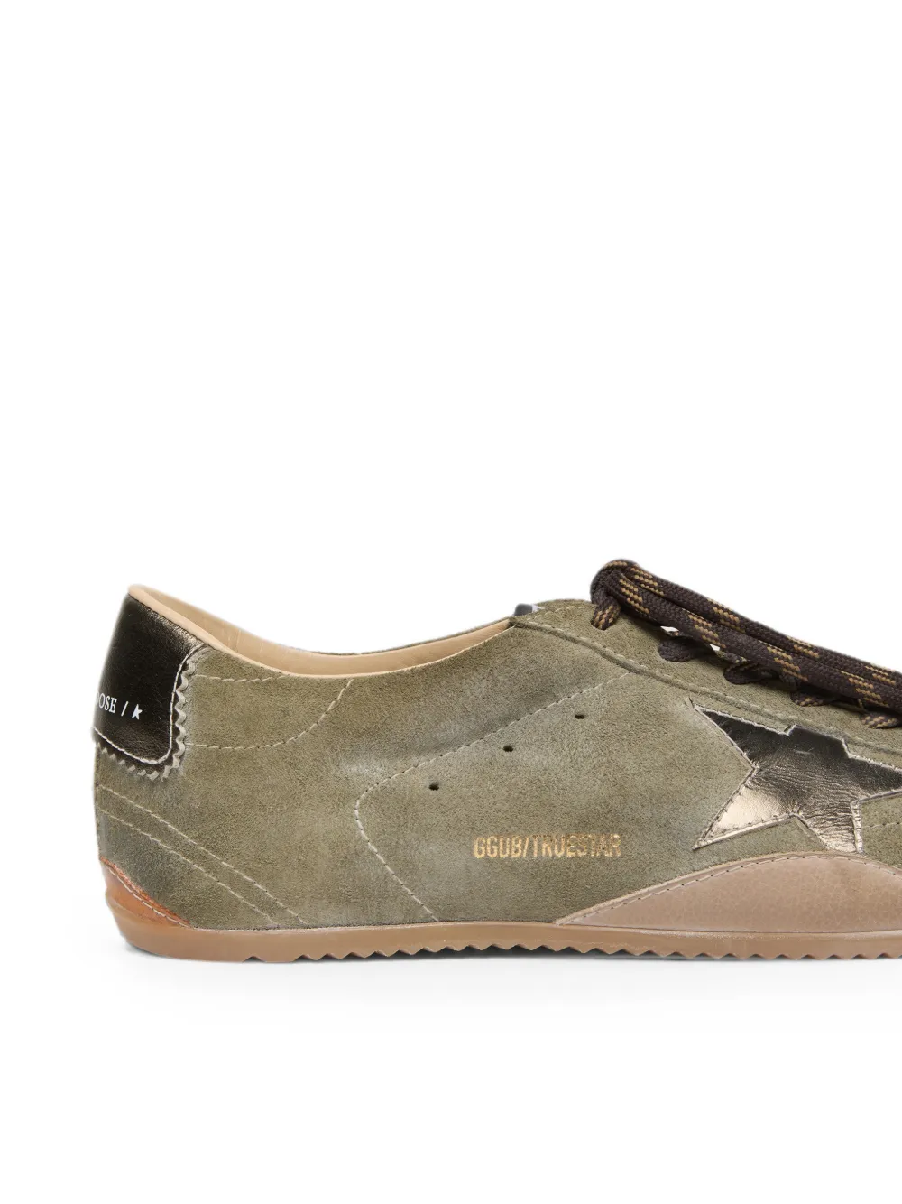 Golden Goose True-Star in olive suede with gold star sneakers Groen