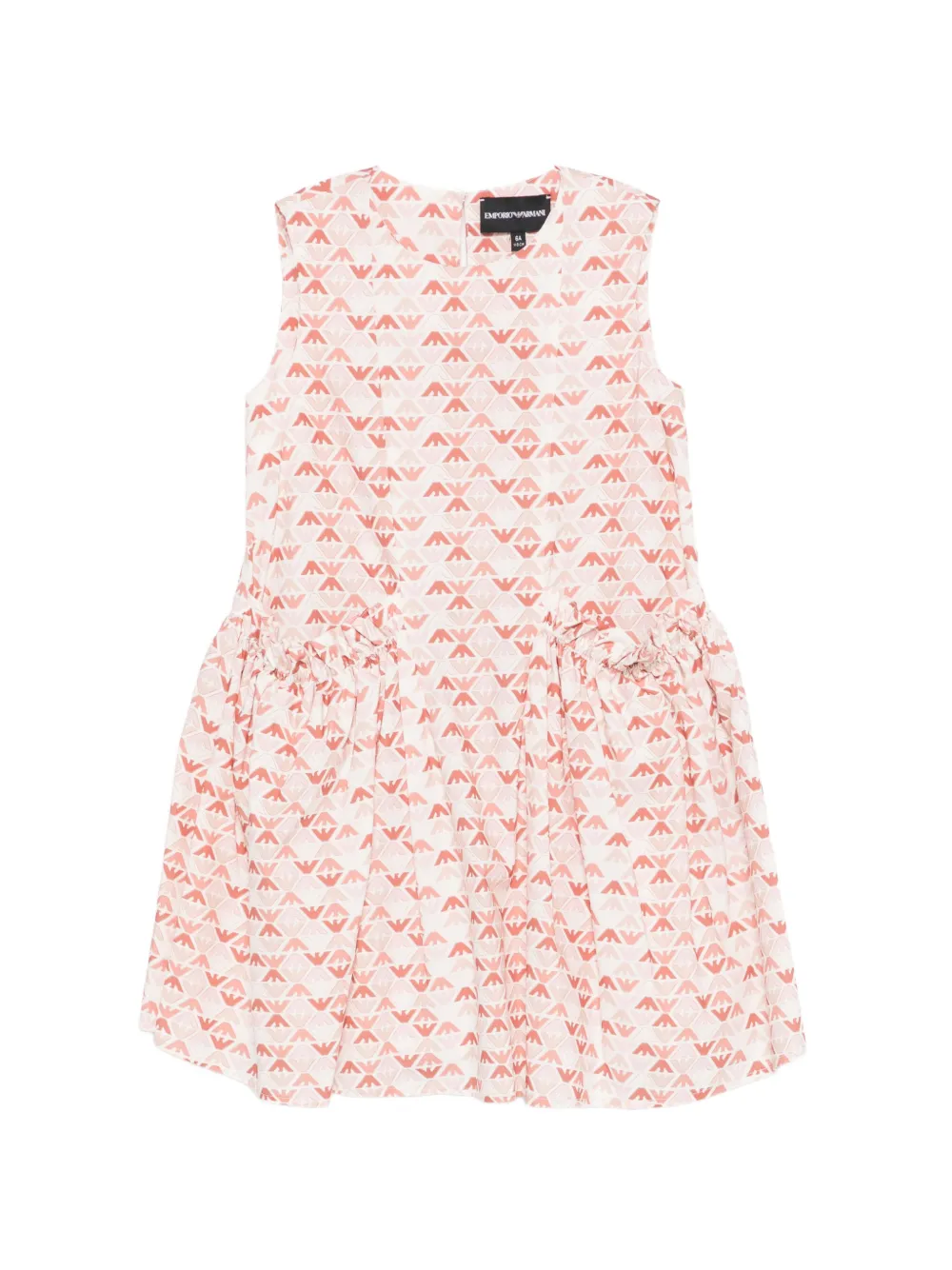 Emporio Armani Kids logo-print ruffled dress - Toni neutri