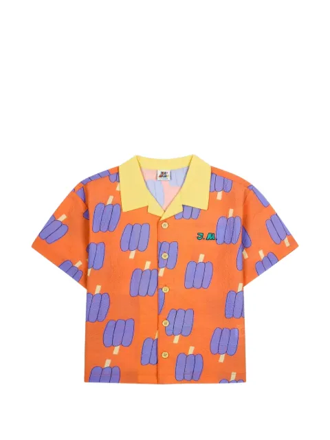 JELLYMALLOW Bell Pepper Seersucker short-sleeve collared shirt