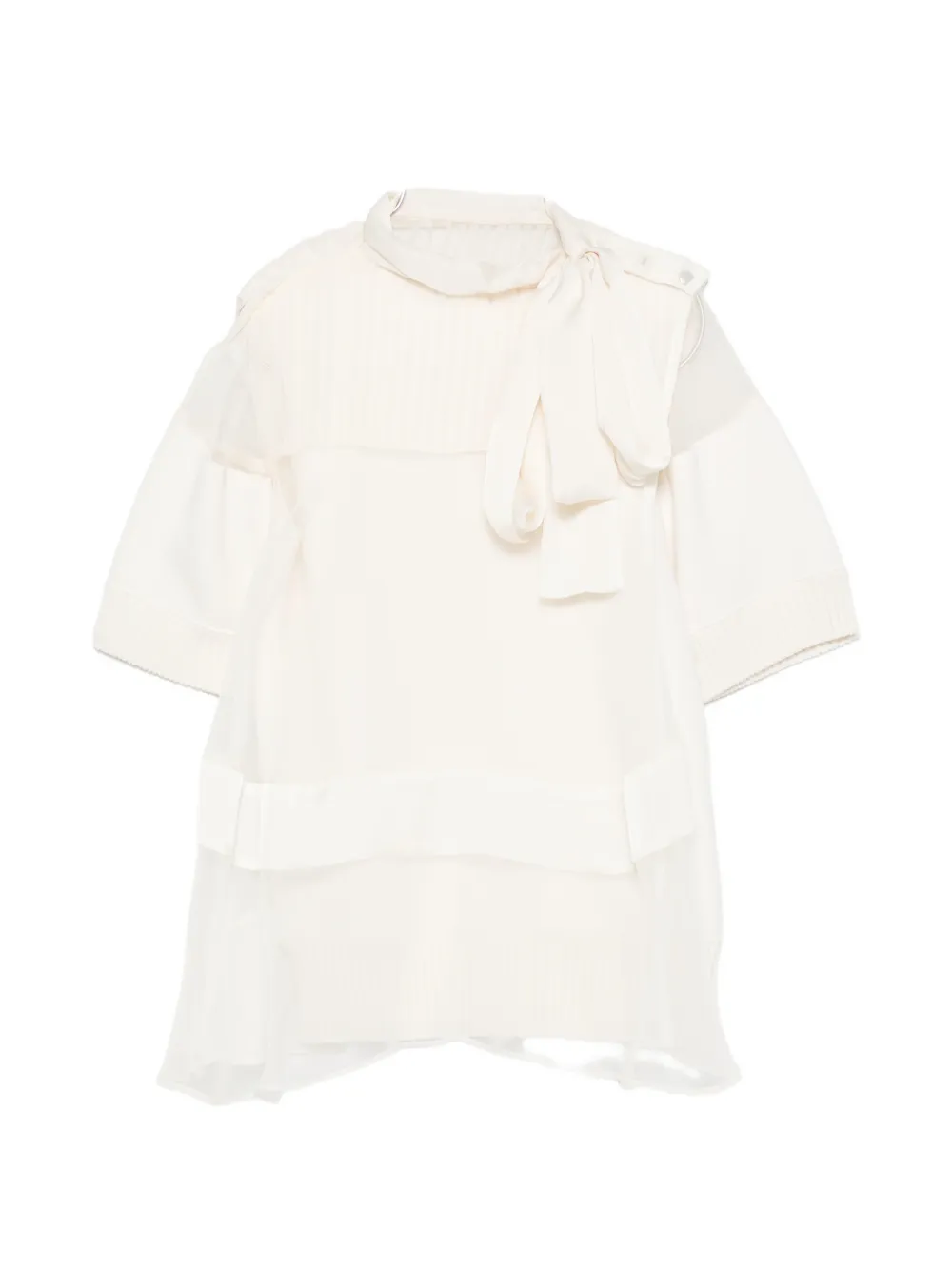 sacai pussy-bow panelled top - Toni neutri