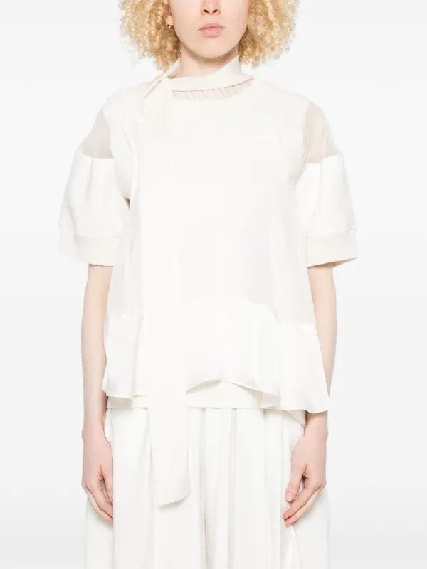 sacai トップス Sacai ボウタイ トップ | ニュートラル | FARFETCH JP