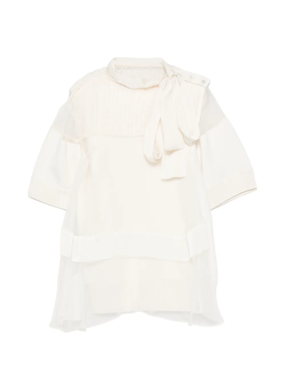 sacai pussy-bow panelled top - Toni neutri