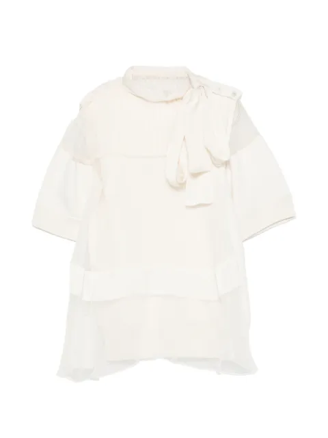 sacai pussy-bow panelled top