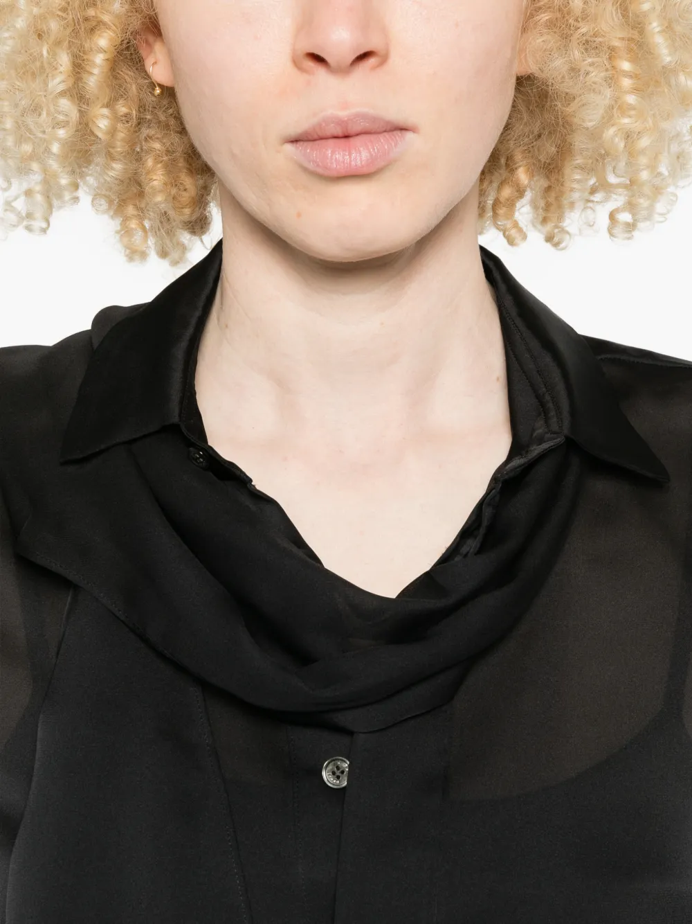 sacai Blouse met ruches en strik Zwart