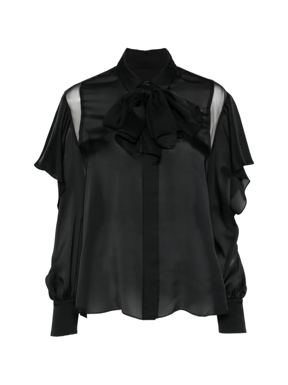 sacai pussy-bow ruffled shirt - Nero