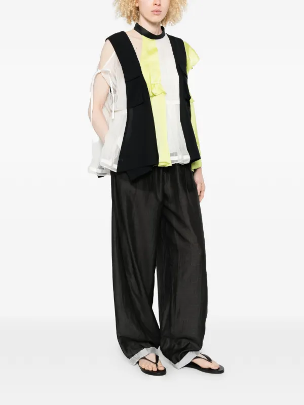 sacaiサカイ　ラッフルトリム ドットブラウストップスシャツ Sacai ラッフル ブラウス | ブルー | FARFETCH JP