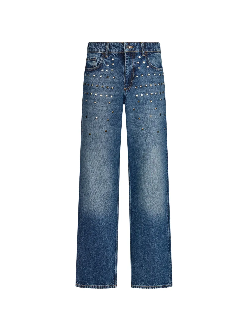 LIU JO fringed studded straight-leg jeans - Blu