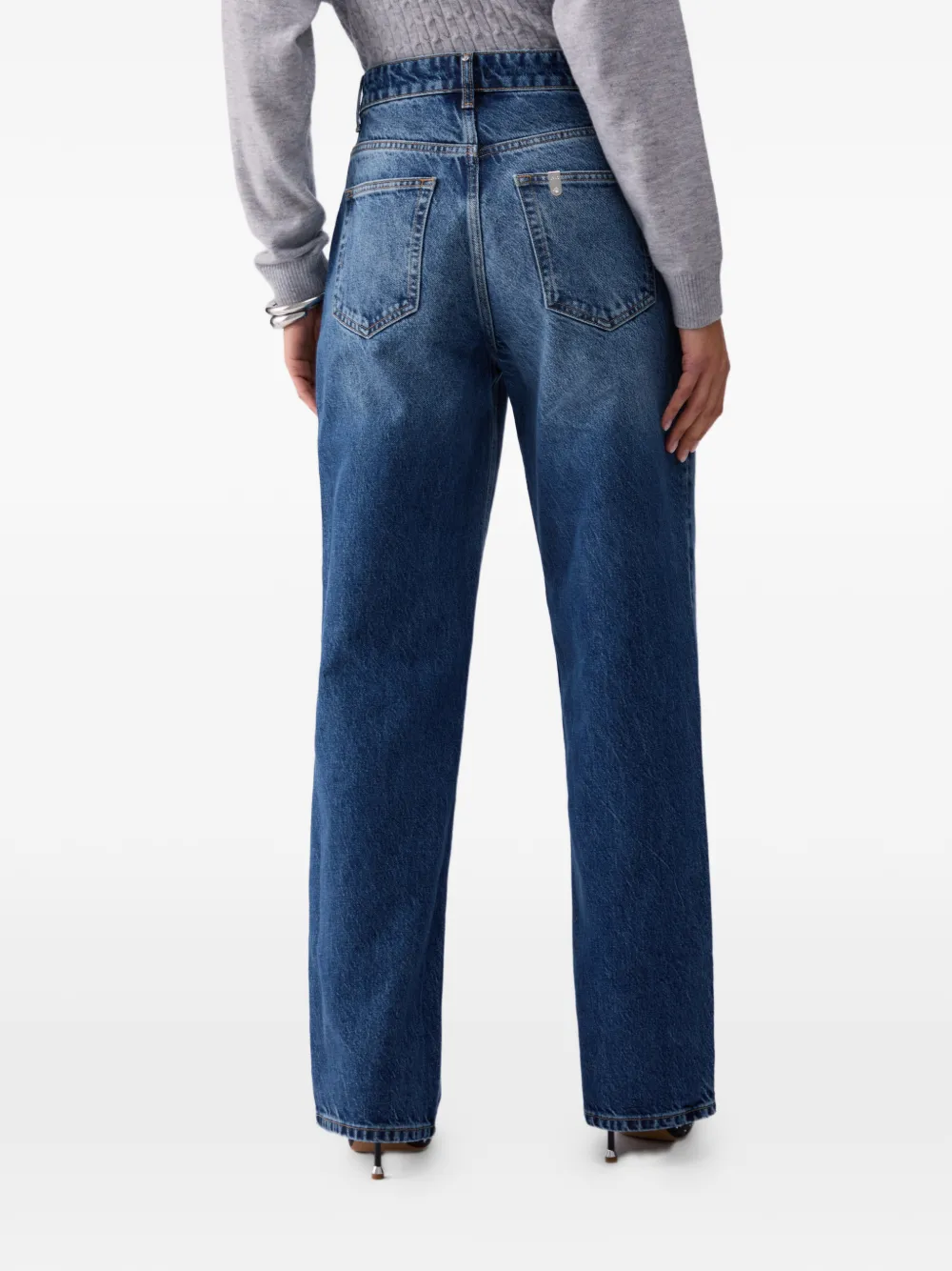 LIU JO Straight jeans met franje en studs Blauw