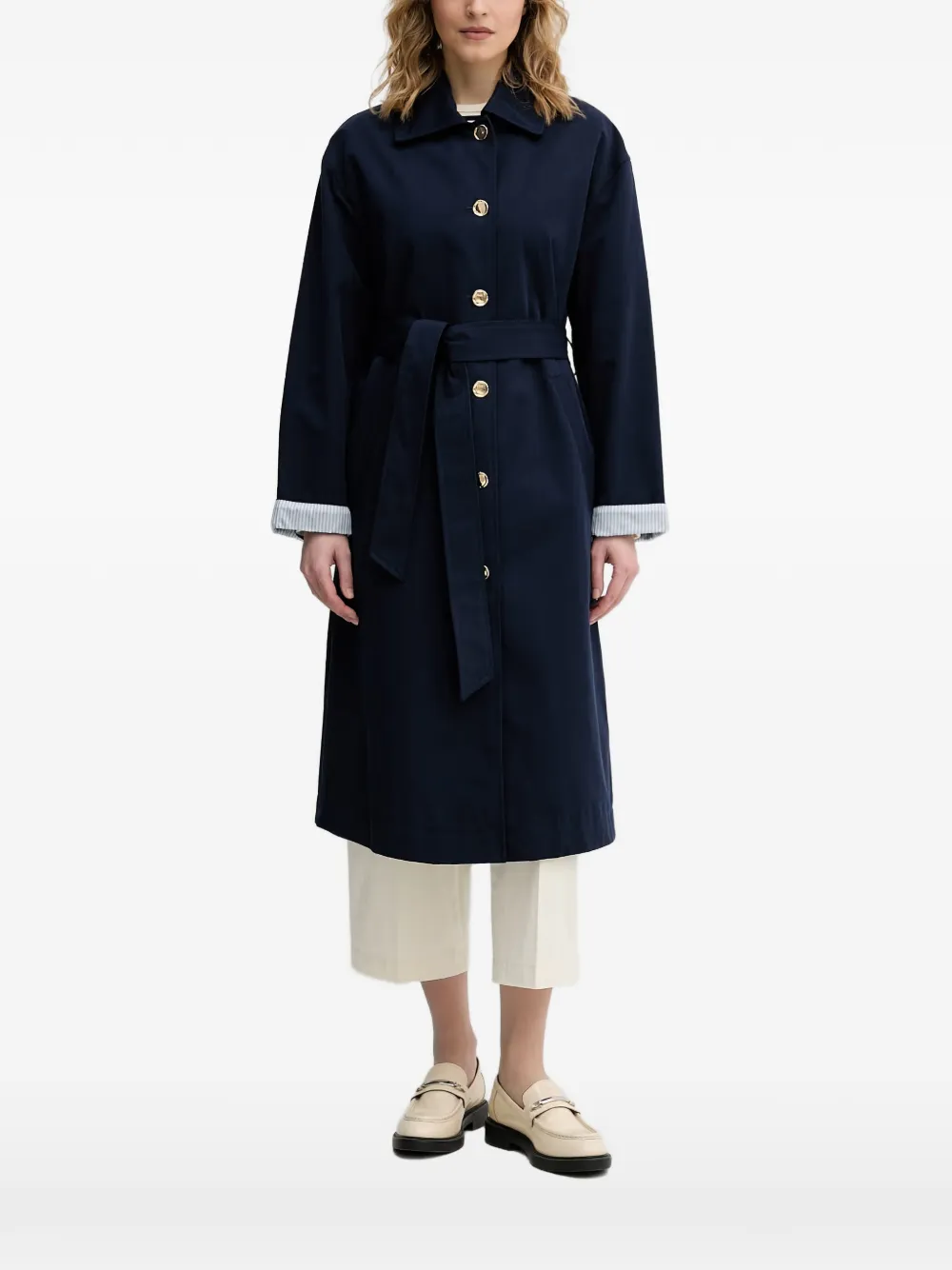 Benetton belted button-up coat - Blue