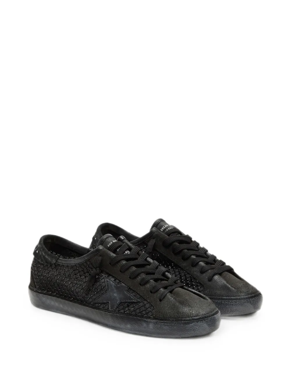 Golden Goose Super-Star LTD in perforated black suede with black star and crystals Zwart