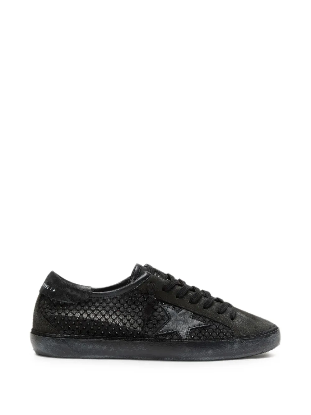 Golden Goose Super-Star LTD in perforated black suede with black star and crystals - Schwarz