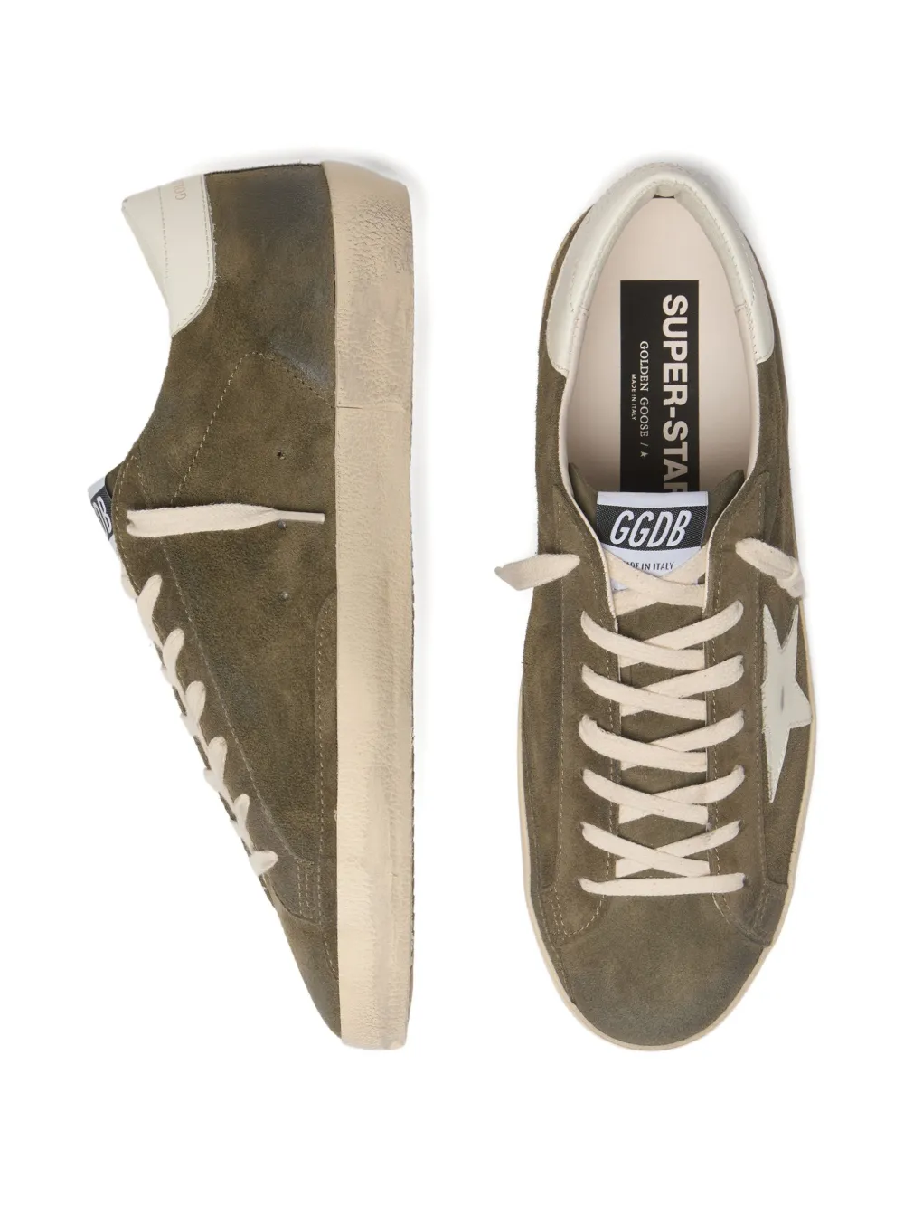 Golden Goose Super-Star suède en leren sneakers Groen
