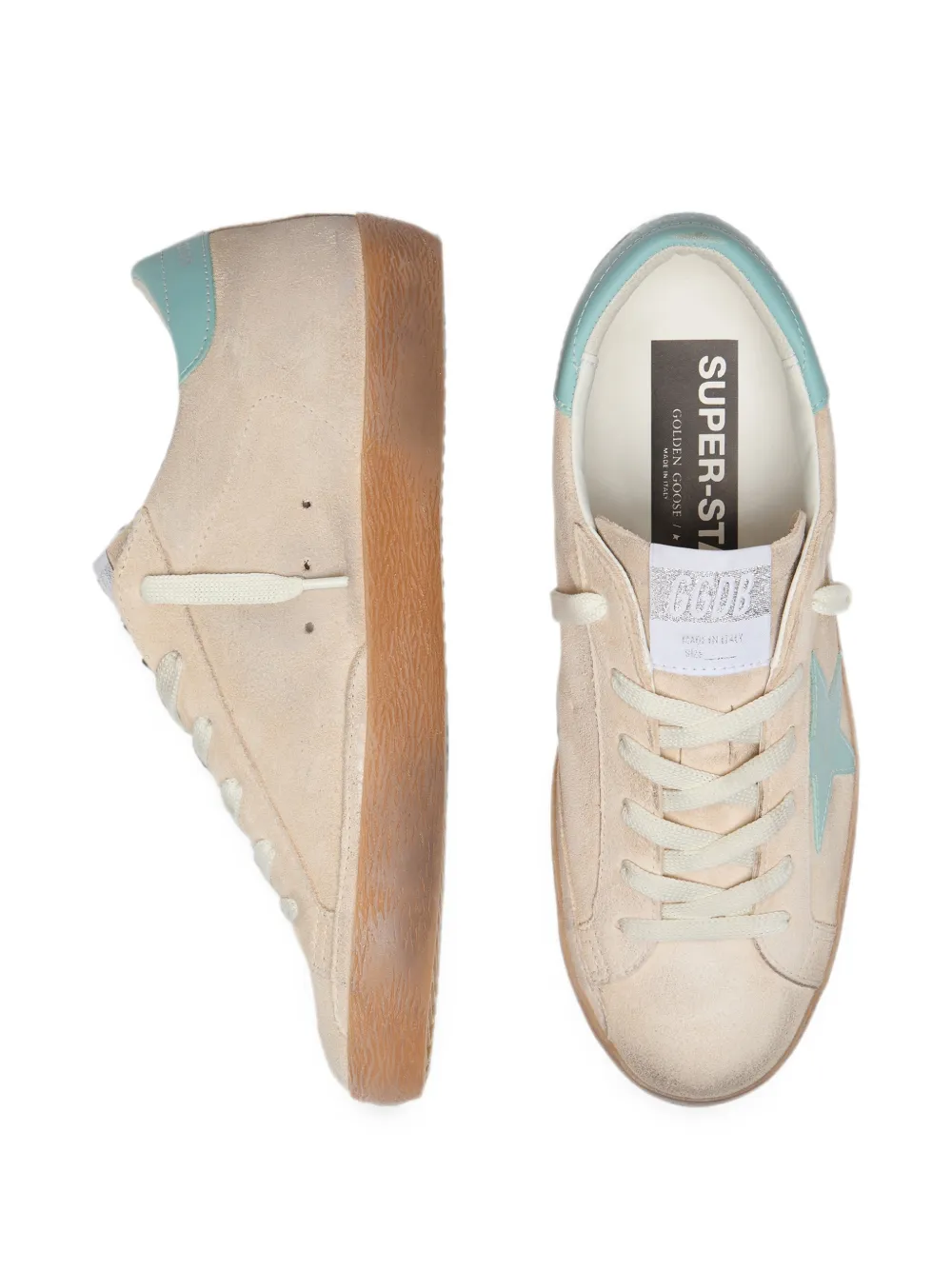 Golden Goose Super-Star suède sneakers met ster Beige