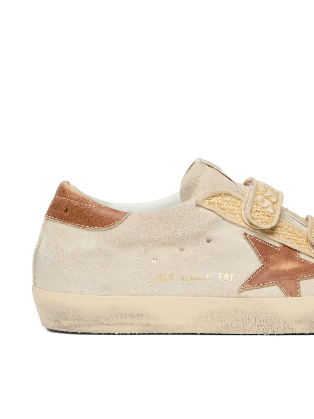 Golden Goose Old School suède sneakers met leren ster en raffia bandje Beige