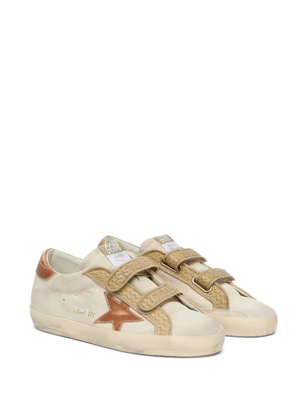 Golden Goose Old School suède sneakers met leren ster en raffia bandje Beige