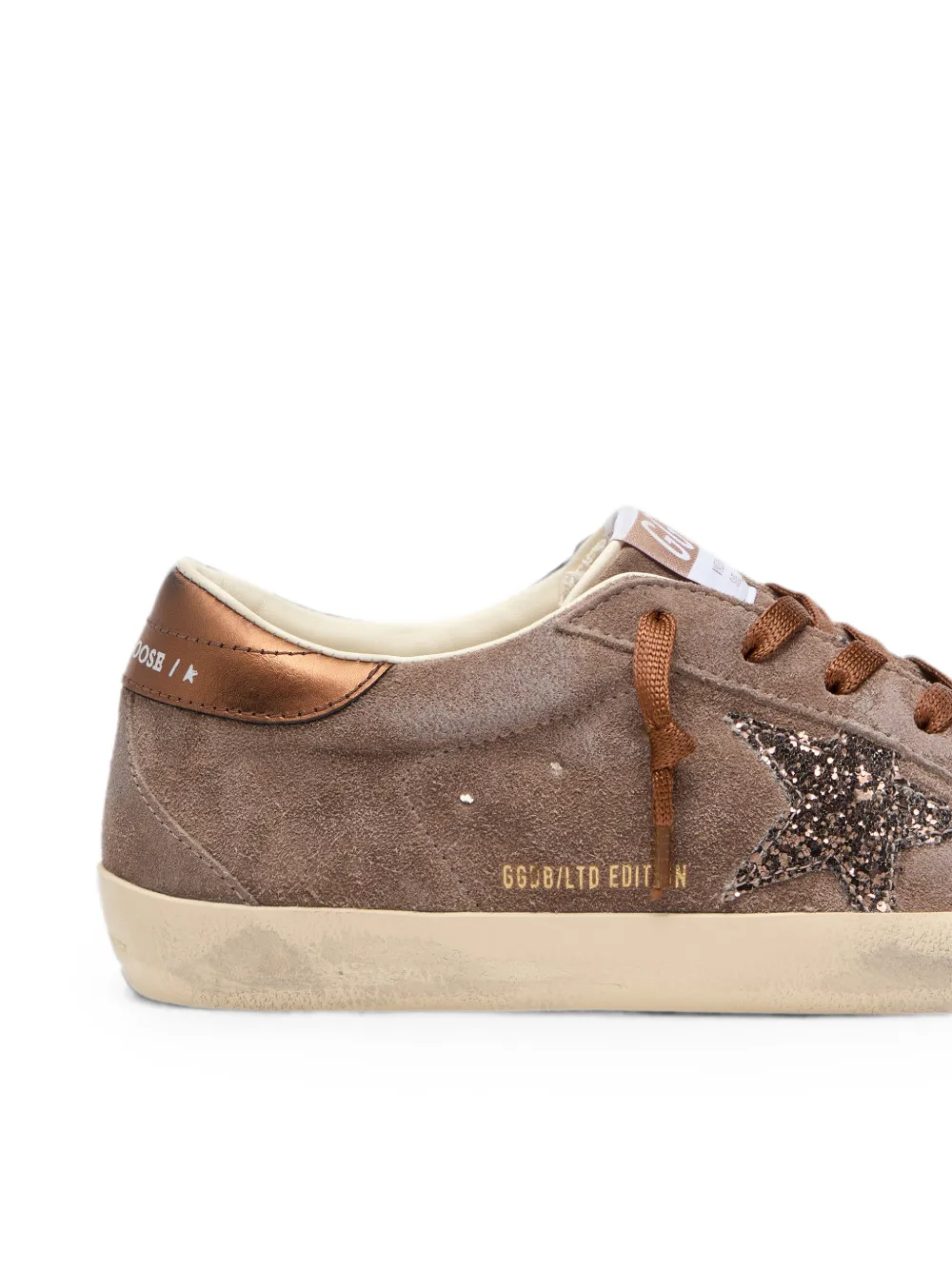 Golden Goose Super Star suède sneakers met glitters Bruin