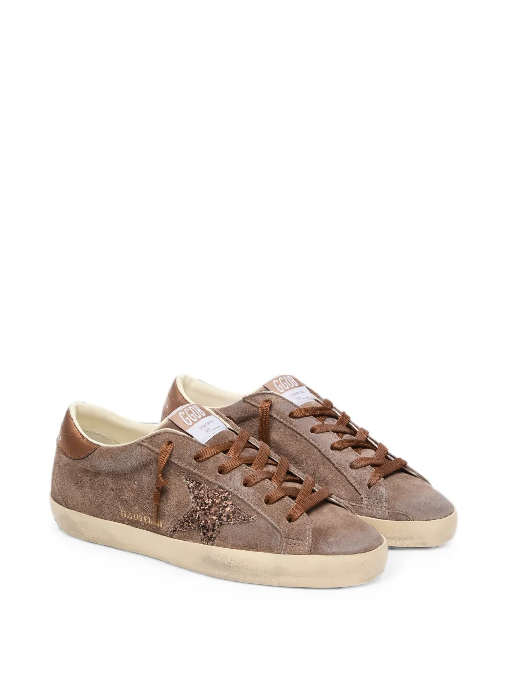 Golden Goose Super Star suède sneakers met glitters Bruin