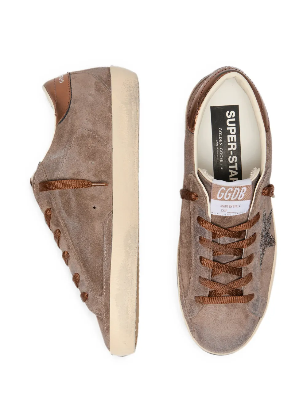 Golden Goose Super Star suède sneakers met glitters Bruin