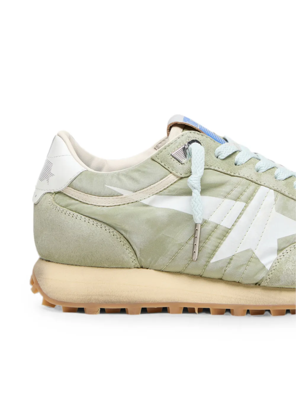 Golden Goose Marathon saliegroene nylon sneakers met witte ster