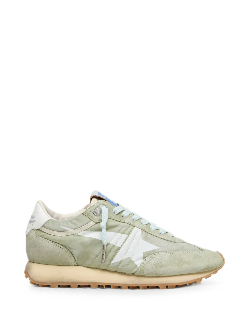 Golden Goose Marathon saliegroene nylon sneakers met witte ster