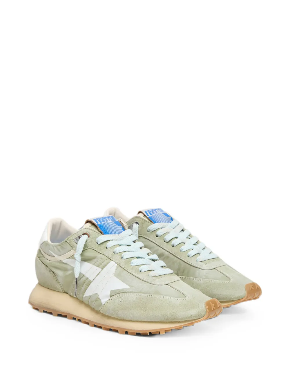 Golden Goose Marathon saliegroene nylon sneakers met witte ster
