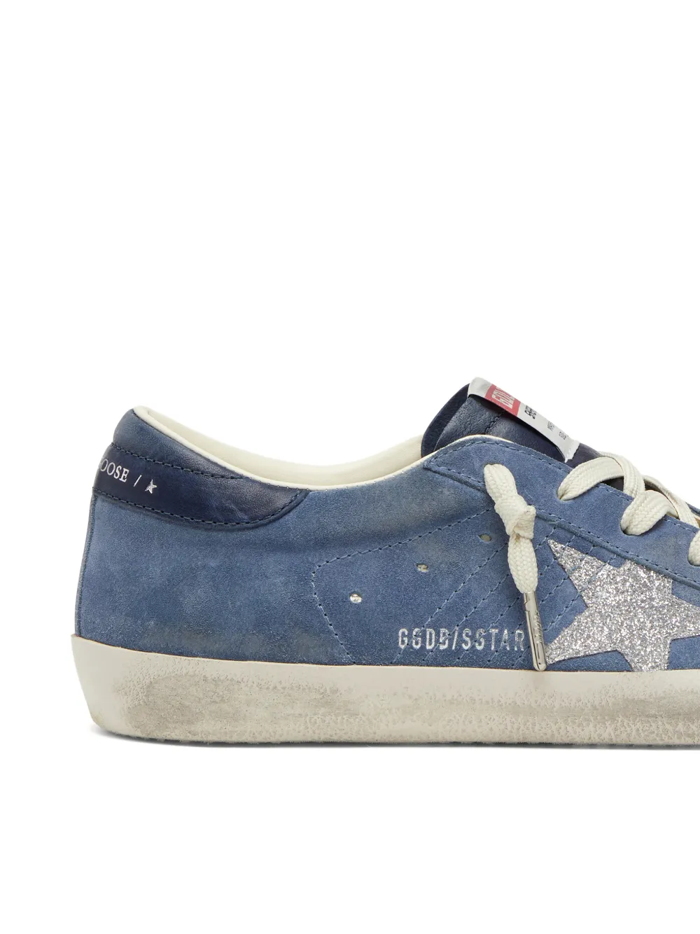 Golden Goose Super-Star suède sneakers met zilveren ster met glitters Blauw