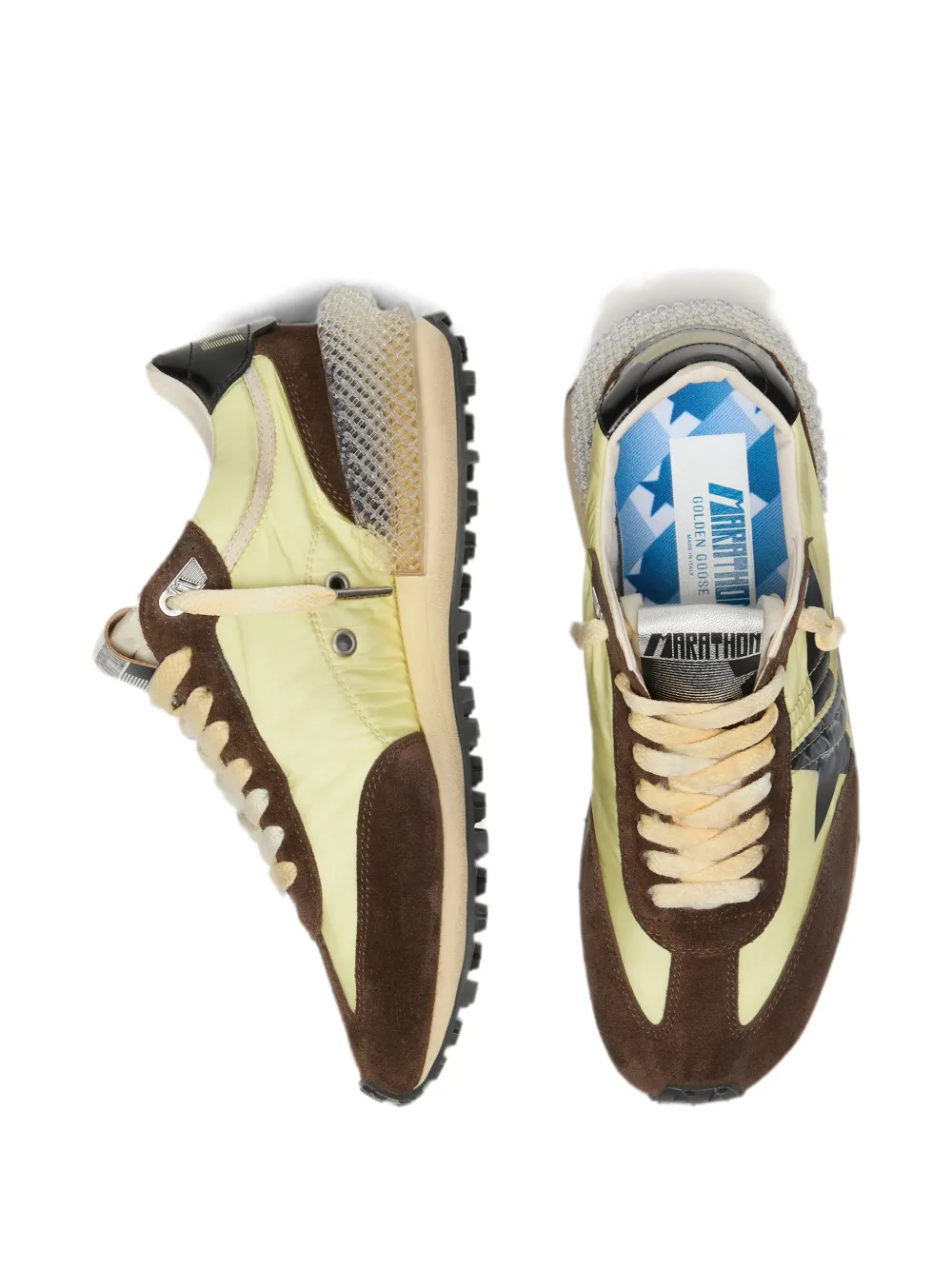 Golden Goose Marathon nylon sneakers met suèdevlakken Bruin