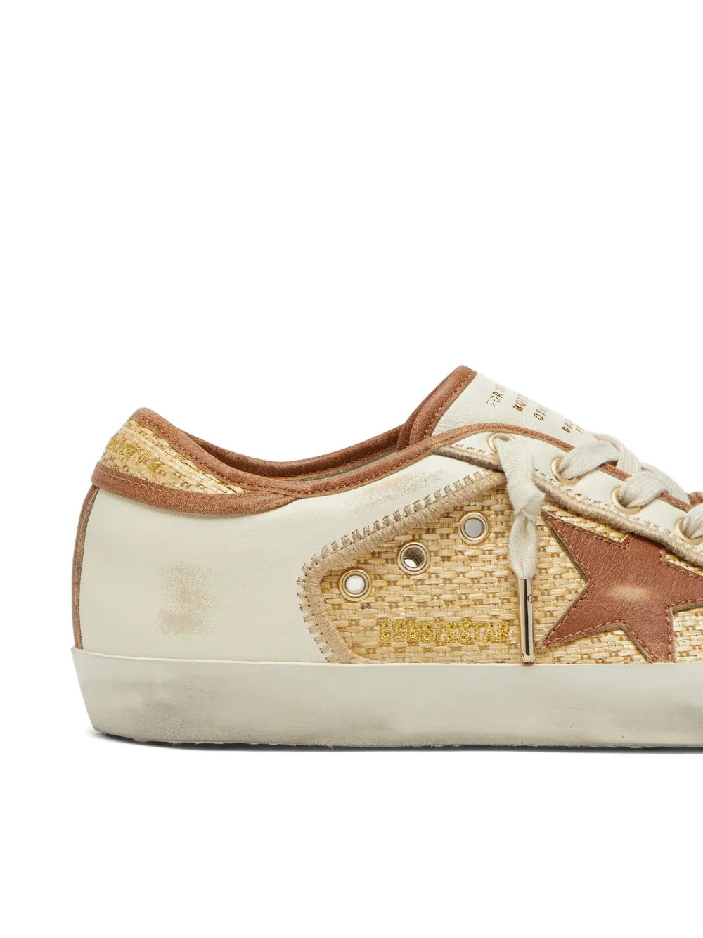 Golden Goose Super-Star leren en raffia sneakers met sterdetail Beige