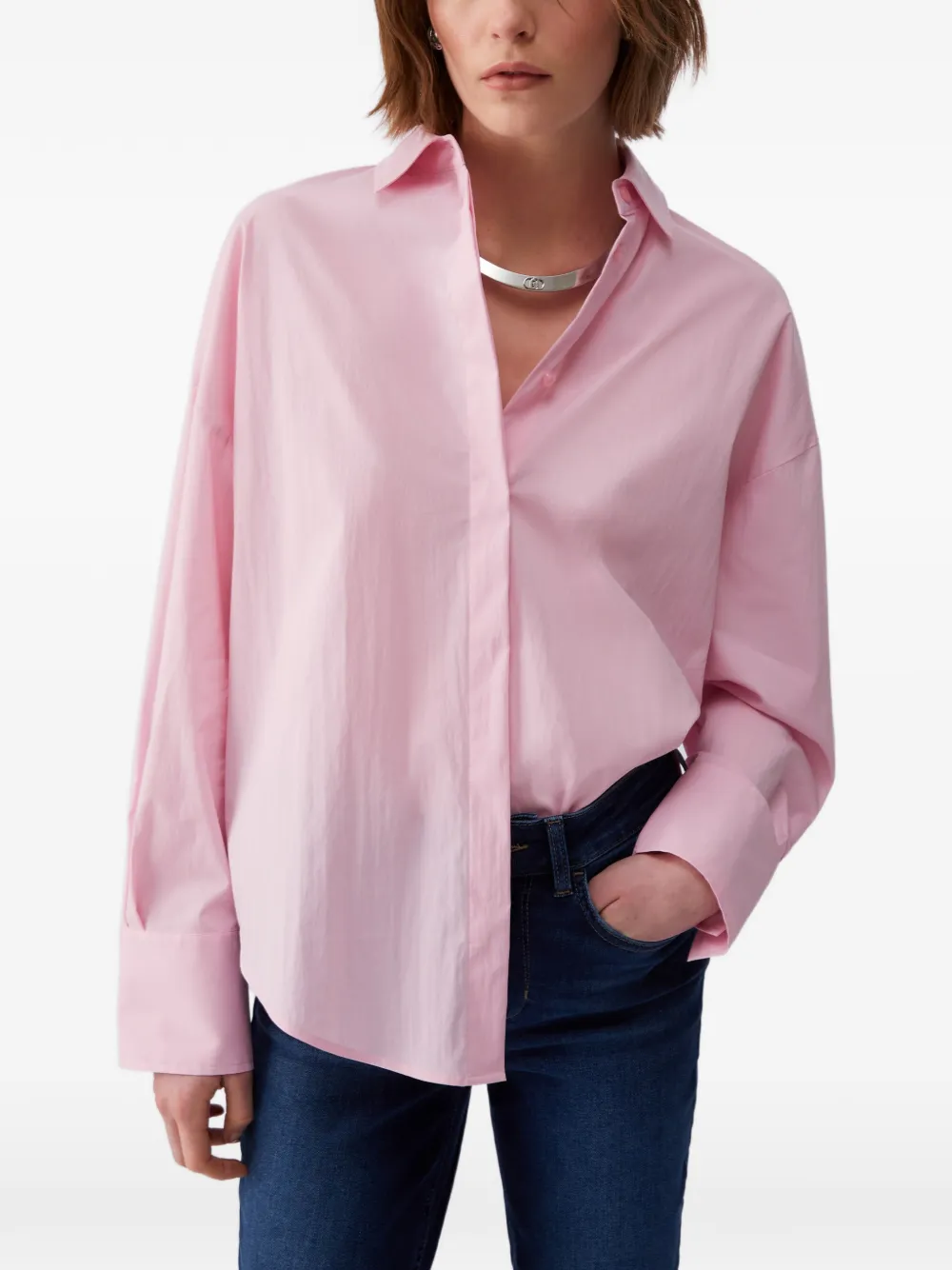 LIU JO Popeline blouse met studs Roze