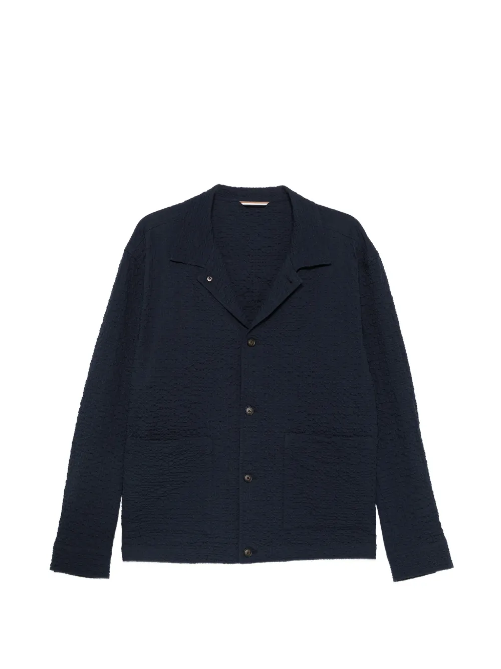 BOSS seersucker notched-lapel jacket - Blau