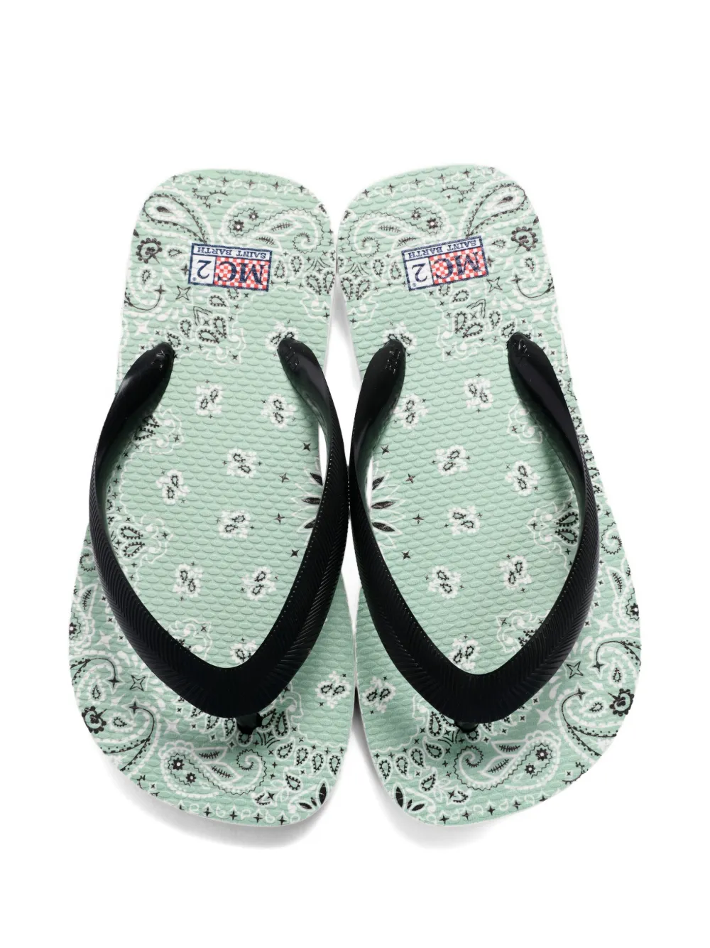 MC2 Saint Barth Kids Teenslippers met bandanaprint Groen
