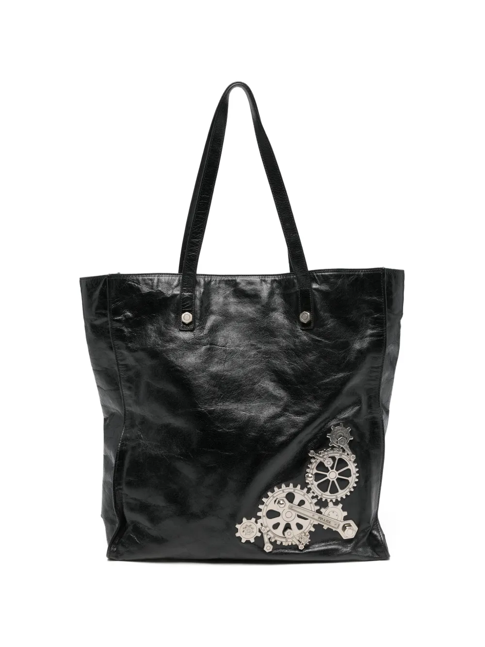 Prada Pre-Owned 2020s gear-detail tote bag - Nero
