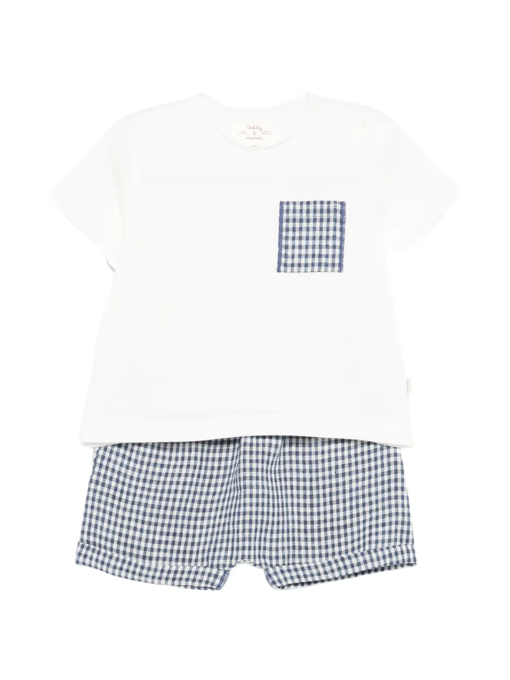 TEDDY & MINOU gingham-check T-shirt and shorts set - Blu