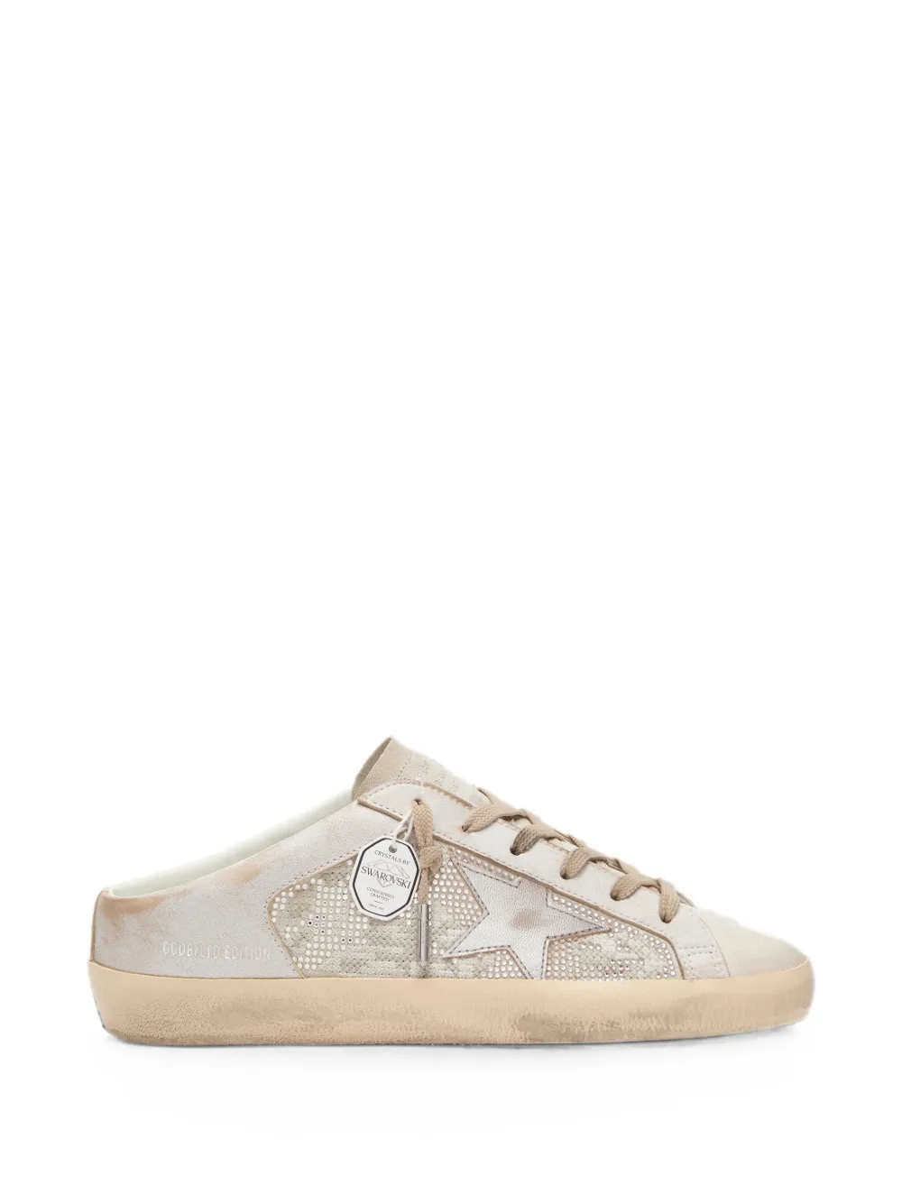 Golden Goose Super-Star Sabots LTD in Swarovski with metallic silver leather star sneakers - Toni neutri