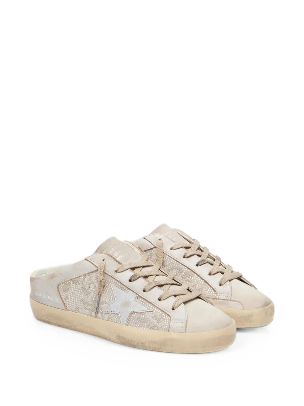 Golden Goose Super-Star Sabots LTD in Swarovski sneakers met metallic zilveren ster Beige
