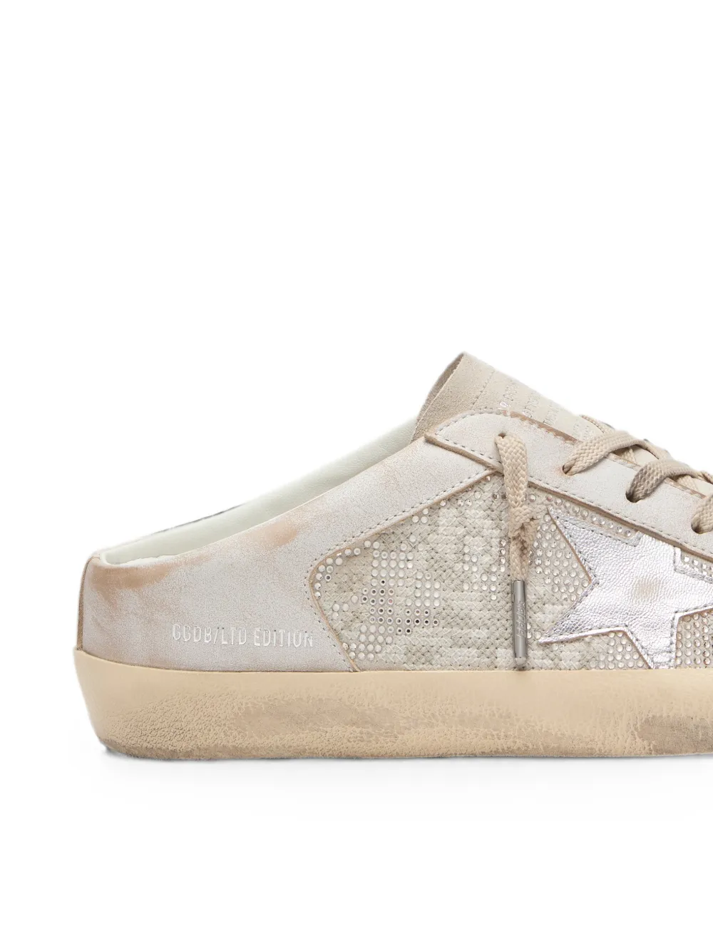 Golden Goose Super-Star Sabots LTD in Swarovski sneakers met metallic zilveren ster Beige