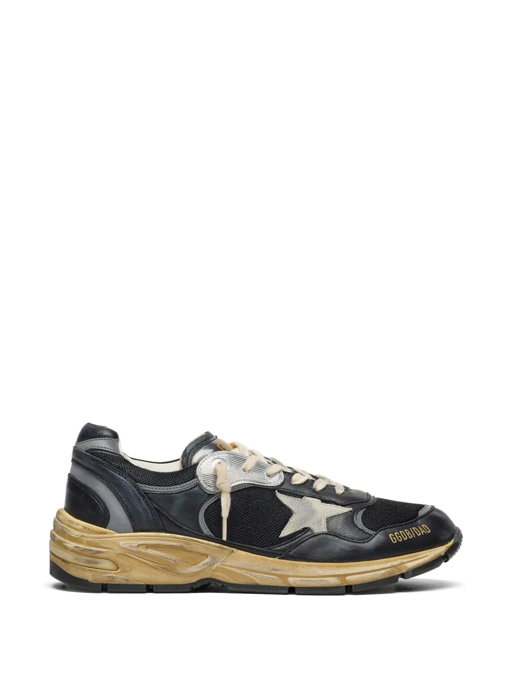 Golden Goose Dad-Star in black and silver mesh and nappa with ice-gray star sneakers - Nero