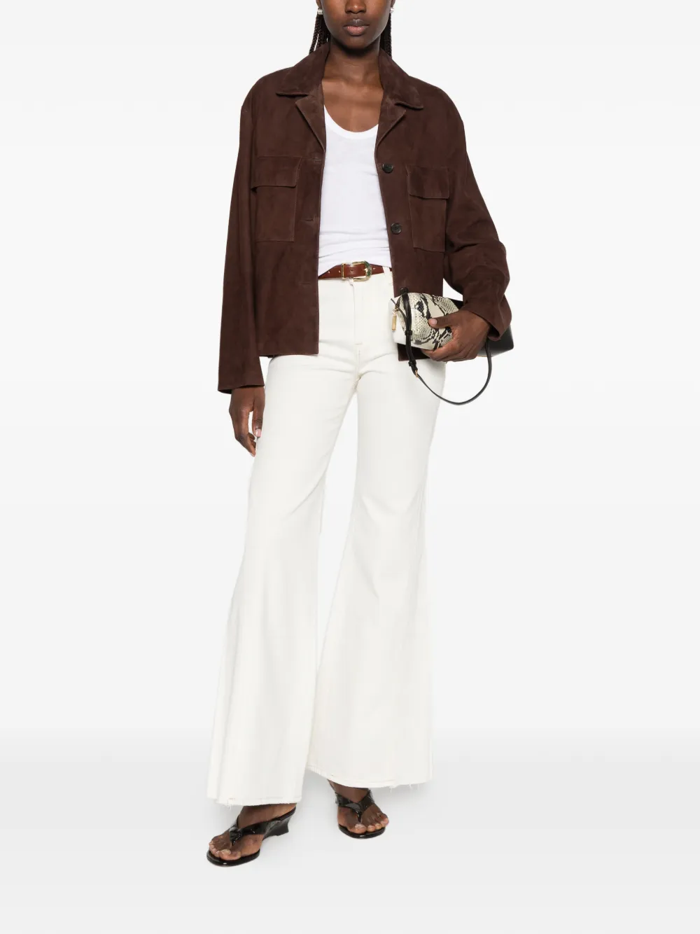 7 For All Mankind Flared jeans met vijf zakken Beige