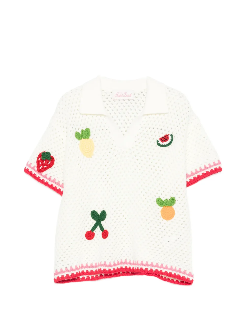 MC2 Saint Barth Kids Pixie crochet-knit fruit-detail top - Bianco